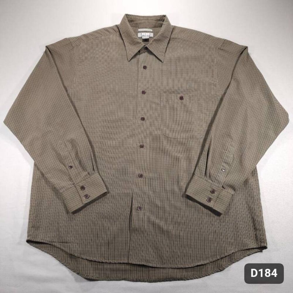 Ron Chereskin Tan Striped Long Sleeve Button Down Shirt Size XL Good Condition